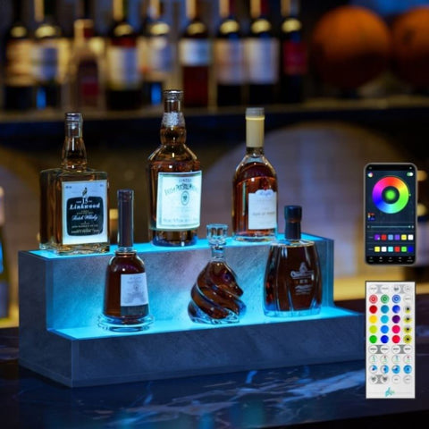 ZUN LED Lighted Liquor Bottle Display Shelf, 20 Inch Bar Display Shelf, DIY Illuminated Bottle Shelf W2178P163141