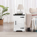 Farmhouse end table Nightstand Rectangular Farmhouse End Table with Barn Door and Adjustable Storage W2275P192793