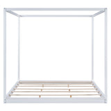 King Size Canopy Platform Bed with Support Legs,White WF309290AAK