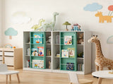Bookshelf 6-Cube Storage Cabinet Bookcase with Sliding Storage Door Wooden Toy Organizer with Book 05629757