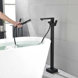 Freestanding Bathtub Faucet Tub Filler Matte Black Floor Mount Bathroom Faucets Brass Single Handle TH-F5506MB
