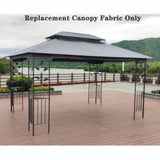 13x10 Ft Patio Double Roof Gazebo Replacement Canopy Top Fabric, Gray W41941992