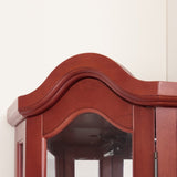 Lighted Corner Curio Cabinet with Tempered Glass Doors & Shelves - Elegant Cherry Display Case with W1758P294650
