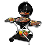 Kettle Charcoal Grill with 2 Side Tables, Storage Shelf, Upgraded Ash Catcher, Thermometer, Air 57338991