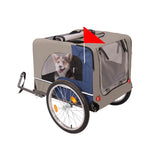 ZUN Dog Bike Trailer, Breathable Mesh Dog Cart with 3 Entrances, Safety Flag, 8 Reflectors, Folding Pet 92880947