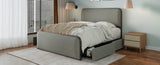 ZUN Modern Metal Bed Frame with Curved Upholstered Headboard and Footboard Bed with 4 Storage Drawers, WF319300AAE