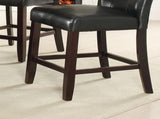 Modern Counter Height Chairs Black Faux Leather Tufted Set of 2 High Chairs Dining Seating B011130016