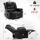 ZUN Breathable Leather Massage Recliner Chair Manual Living Room Reclining Sofa W1403P156678