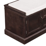 ZUN TREXM Storage Bench with 2 Drawers and 2 Cabinets, Shoe Bench with Removable Cushion for Living WF288172AAP