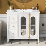 36-inch Bathroom Vanity 2 Soft Close Doors, Solid Wood Frame Modern Bathroom Storage Cabinet N710P223192K