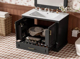 30" Bathroom Vanity with Sink, MDF and Solid Wood Frame, 1 Divider Drawer and 2 Soft-close Doors N729P321376B
