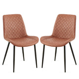 ZUN Brown Leathaire Dining Chairs Set of 2,Mid-Century Modern Leathaire Chairs Kitchen Living Room W1164P225828