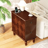 2 Drawer Modern Sofa Side Table, Narrow Side Table, Slim Nightstand for Living Room, Bedroom W2593P289143