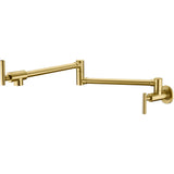 Gold Pot Filler Faucet Wall Mount Kitchen Folding Faucet with Double Joint Swing Arms, Two Handle 25957529
