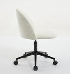 ZUN White Boucle office chair Desk Chair, Mid-Back Adjustable Swivel Computer Chair with Black Legs , W2725P190507