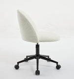 ZUN White Boucle office chair Desk Chair, Mid-Back Adjustable Swivel Computer Chair with Black Legs , W2725P190507