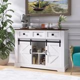 ZUN Farmhouse Buffet Cabinet with Storage and Sliding Door,Sideboard with 3 Drawers, 2 Doors Adjustable W760P214394