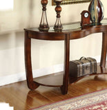 Dark Cherry 1pc Sofa Table Open Bottom Shelf Glass Insert Top Cocktail Table Living Room Furniture B011P246327