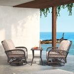 ZUN 3 Pieces Patio Furniture Set, Outdoor Swivel Gliders Rocker, Wicker Patio Bistro Set with Rattan 40555830