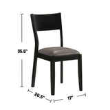 Set of 2 Padded Leatherette Dining Chairs in Black and Gray Finish B016P156572