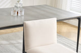 Modern Dining Chairs set of 2, Upholstered Linen cushions and backrest with minimalist craft iron W1249P257011