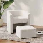 ZUN Accent chair white sofa chair one set, modern living room side chair, single sofa chair, footstool W1727P240730