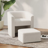 ZUN Accent chair white sofa chair one set, modern living room side chair, single sofa chair, footstool W1727P240730