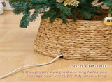 Artisanal Woven Hyacinth Christmas Tree Collar - 28in Natural Rattan & Wicker Tree Skirt/Base Cover 27755571