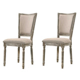 Beige and Reclaimed Grey Padded Seat Side Chairs B062P182695