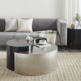 ZUN Ying Yang Modern & Contemporary Style 2PC Coffee Table Made with Iron Sheet Frame in Black & Silver B009140739