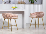 26'' Counter height bar stools Set of 2 kitchen island counter bar stool with hand- wave back,golden W2215P184990