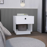 ZUN Paris 1 Drawer Nightstand , End Table, Side Table Open Lower Shelf -White B20092136