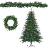 ZUN 6FT Pre-Lit Aspen Fir Artificial Christmas Tree with Wreath & Garland,Grass Green Xmas Tree with 380 N704P198430F