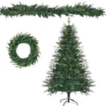 ZUN 6FT Pre-Lit Aspen Fir Artificial Christmas Tree with Wreath & Garland,Grass Green Xmas Tree with 380 21108822