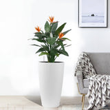 Set of 2 Faux Rattan Tall Planters Outdoor Indoor Large Planters with Water Level Monitor Inner W3213P311467