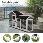 ZUN Rabbit Hutch, Indoor Bunny Cage, Outdoor Rabbit Cages with Run, Pet House with Deeper No Leak Tray, 91396807