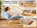 25.59"W x 33.66"D x 29.53"H Indoor Teddy Fabric Rocking Chair, Soft Fluffy Lounge Rocker with White 70114682