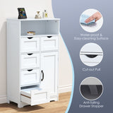 ZUN Modern White Wooden Storage Cabinet with Five Drawers and One Doors,Free-standing Cupboard for W1673P145236