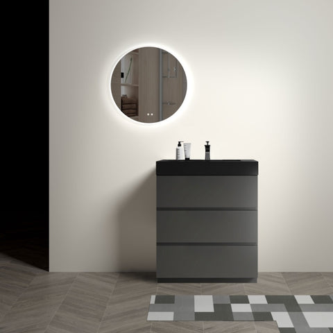 ZUN 30" Gray Bathroom Vanity with Sink, Large Storage Freestanding Bathroom Vanity for Modern Bathroom, 42633326