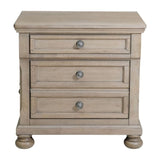 Transitional Bedroom Nightstand with Hidden Drawer Wire Brushed Gray Finish Birch Veneer Wood Bed B01146195