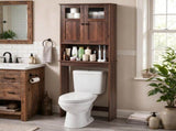 2-Door 3-Shelf MDF Toilet Cabinet with Melamine Finish Bathroom Vanity 23.23*8.66*66.93in Walnut 92221472