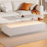 Modern White Rectangular LED Lights Coffee Table with 2 drawers in 47.2" N735P250962K