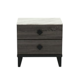 Two-tone Finish Wooden Nightstand with 2 Drawers, Foil Grey B016P251325