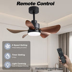 ZUN 28 lnch Ceiling Fan with Lights Remote Control,Small Ceiling Fan Flush Mount, 5 Reversible Blades, W2352P204385