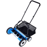20-Inch 5-Blade Push Reel Lawn Mower with Grass Catcher, 4 WHEELS BLUE COLOR 63959665