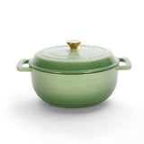 Cast iron 5QT cooking pot - Gradient green - includes two silicone gloves - Enamel pot 72386138