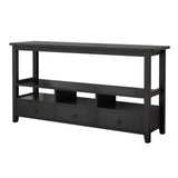3 Tier Vintage Solid Console Table with 3 Drawers and Shelves, Industrial Console Table Coffee Table 10966810