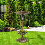 ZUN Outdoor Solar Lighted Pedestal Bird Bath Fountain Decoration with Planter and Feeder, Decorative 79458343