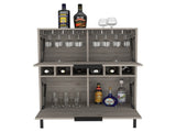 Bar Cabinet Puertu, Six Wine Cubbies, Double Door Cabinet, Light Gray Finish B092123057