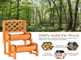 2-Tier Solid Fir Wood Raised Garden Bed with Trellis Cylindrical Planter Box for Climbing Plants 05049323